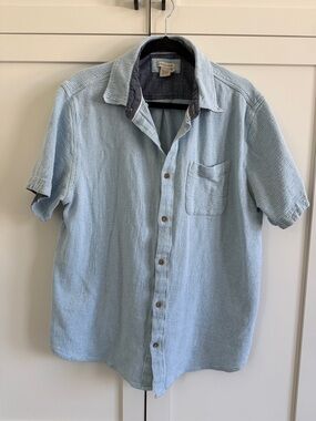 Carbon2Cobalt Light Blue Short-Sleeve Button-Up Shirt - Casual Men's Shirt